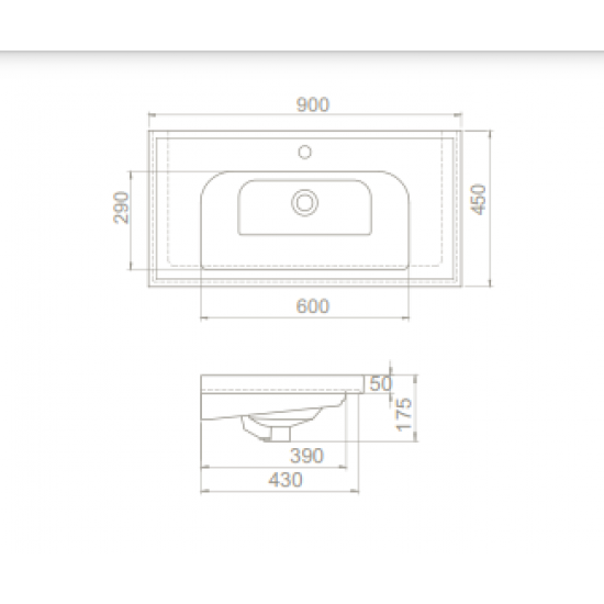 Επικαθήμενος Νιπτήρας Πορσελάνης 90x45cm Cerastyle Frame  031300-u Λευκό